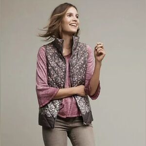 Hei Hei Trellia Floral Quilted Puffer Vest Anthropologie Zip Front Women’s Small